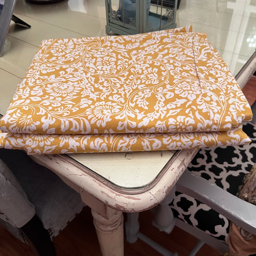 Pair of Threshold Damask Mustard Yellow Curtains